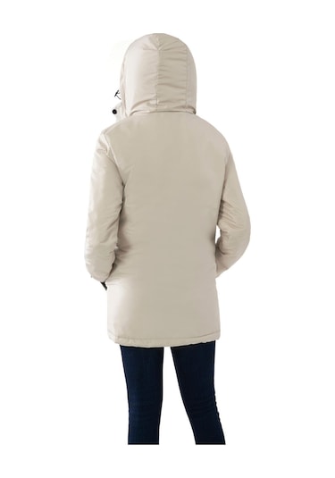 Kadın Taş Içi Polarlı Su Ve Rüzgar Geçirmez Kapüşonlu Kışlık Mont Kaban Parka Taş