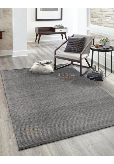 Saraz Halı Dizayn Şönil Dokuma Kayma Yapmaz Makinede Yıkanabilir Leke Tutmaz Kesme Bohem Kilim Gri Gri