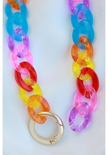 Renkli Kalın Zincir Kolye Çok REnkli