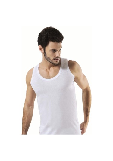 6 Lı Paket Hmd Erkek Askılı Penye Atlet Yüzde Yüz Pamuk Beyaz E60