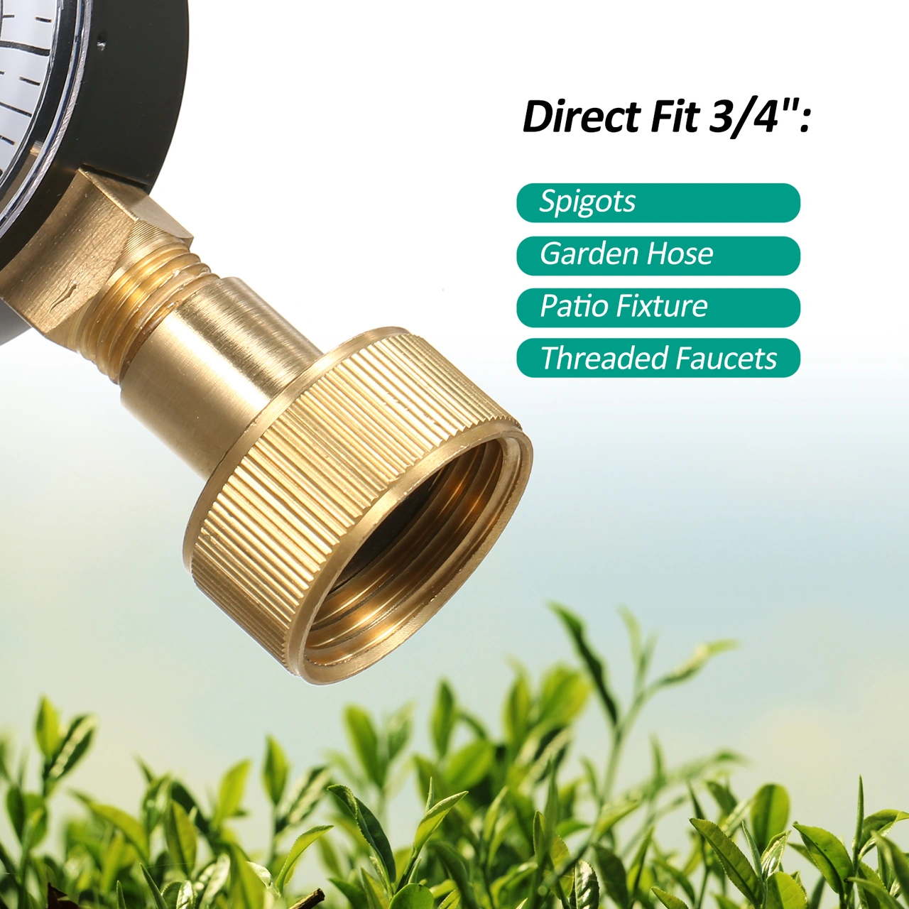 Yuntech01 Su Basıncı Test Cihazı 2-1/2" Manometre 3/4" Dahili Işın 0-200psı Kırmızı Gösterge, Bakır Malzeme, Ev Su Tesisleri Testi