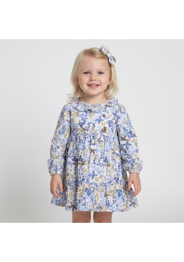 Çiçekli Kız Çocuk Elbise St09553 Mavi
