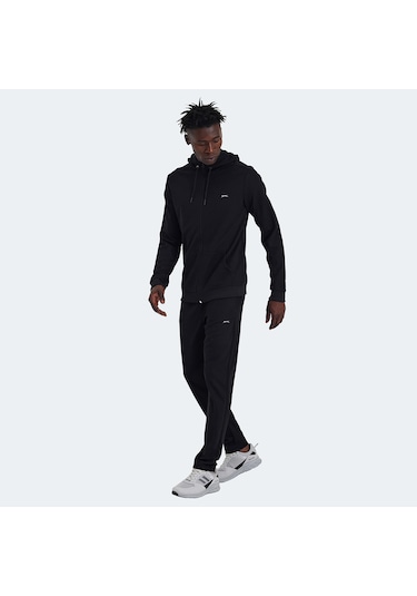Slazenger RICH Erkek Fermuarlı Kapüşonlu Cepli Siyah Eşofman Takımı