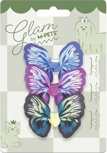 M-pets Glam Kelebekli Kedi Ve Köpekler İçin Aksesuar Toka Mavi Mor Ve Yeşil Mor