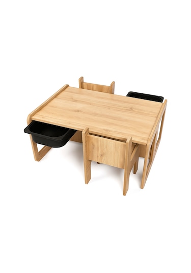 Industrial Living 2 Kişilik Çocuk Masası Ceviz Mdf-siyah Çekmece Ceviz  -  Siyah