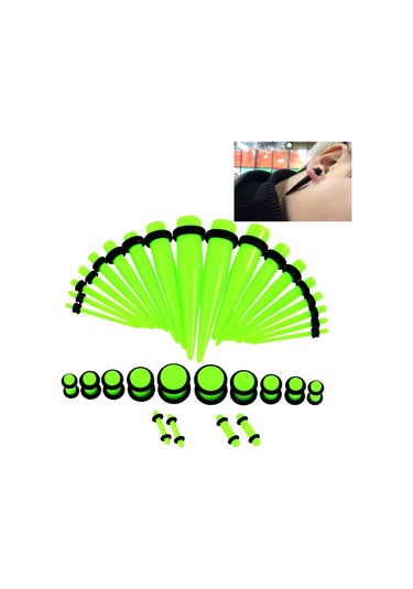 Sones 36 Adet Unisex Akrilik Kulak Genişletme Kulak Genişletici 14g-00g Aksesuar Seti Yeşil