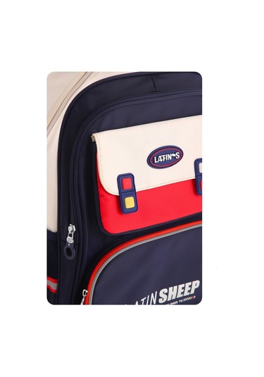 Ççs London Young 3 Gözlü Sırt Çantası Okul Çantası 51679 Kırmızı Lacivert Desenli