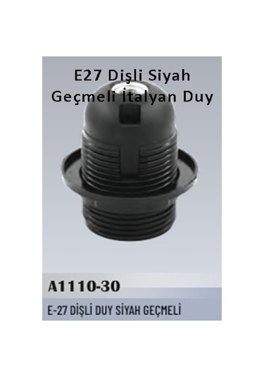 100 Adet E27 Dişli Siyah Geçmeli İtalyan Duy