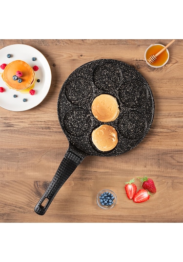Lines Granit Pankek Emoji Smile Döküm Tava Bakalit Kulp 27 Cm