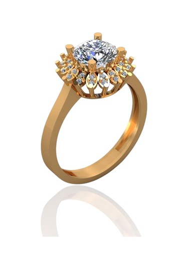 Pırlanta Montür Üst Kalitefarklı Lotus 14 Ayar Altın Yüzük Altın