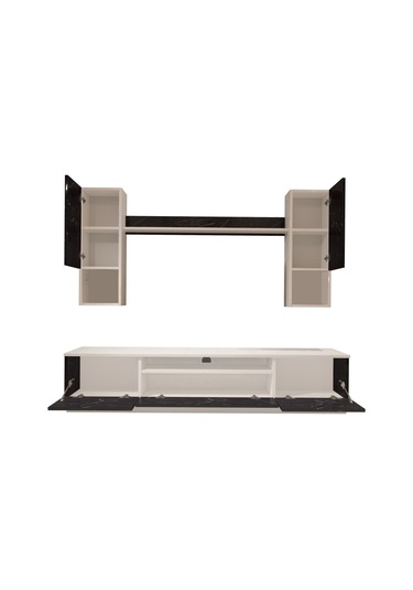 Decoraktiv Trio 5das Mdf Tv Ünitesi Tv Sehpası Beyaz - Siyah Mermer