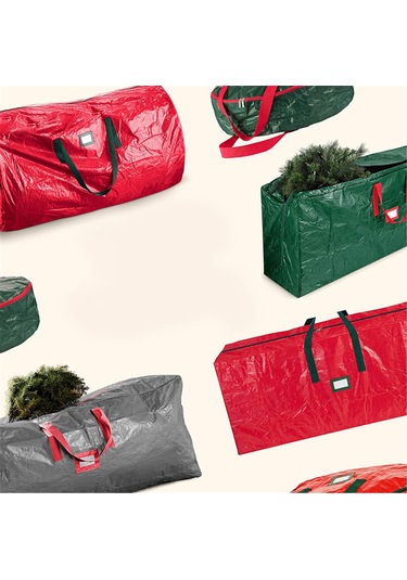 Yifomall 7 Ft Altı Ağaçlar İçin Su Geçirmez Depolama Çantası - 120x28x43 Cm, Güçlü Eldivenli, Tam Uzunluklu Reçme Kırmızı