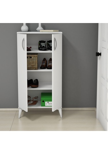 Ferniso Mobilya 2 Kapak 4 Bölmeli Ayakkabılık Beyaz