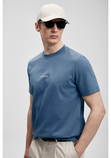 Lufian Marcus Modern Grafik T- Shirt Koyu Mavi Koyu Mavi 111020322100310 Koyu Mavi