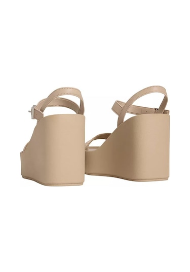 Calvin Klein Kadın Kalın Dolgu Topuk Kalın Tek Kalın Bantlı Bej Sandalet-14718 Calvin Klein Kadın Kalın Dolgu Topuk Kalın Tek Kalın Bantlı Bej Sandalet-14718