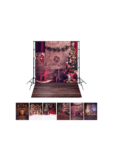 Youtek Noel Temalı 150x200cm Fotoğraf Arka Planı, Poliester Elastik Kumaş, Çocuk/fotoğraf Çekimi, Parti Dekorasyonu İçin 6 Seçenek Çok Renkli