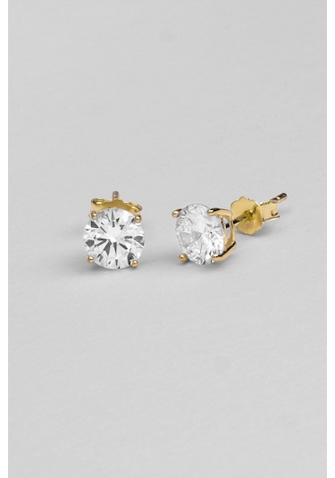 So Chic Tektaş 6 MM 18 Ayar Sarı Altın Kaplama Gümüş Küpe