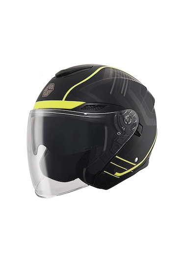 Scoyco Of-669 Cavalry Güneş Vizörlü Açık Yarım Kask Mat Siyah - Neon