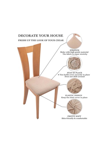 Yemek Odası İçin Çıkarılabilir Yıkanabilir Kahve Rengi Streç Sandalye Kılıfları DiğER