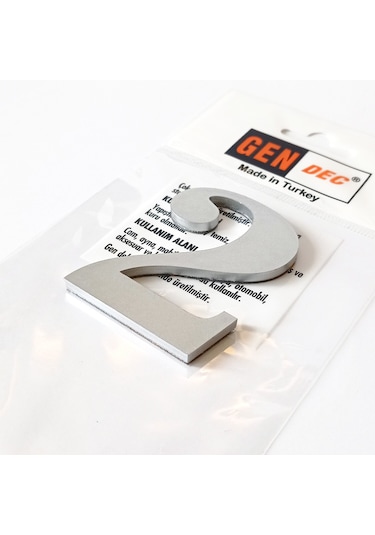 Gendec Kapı Numarası 7Cm No:2 Metalik Gri Kendinden Yapışkanlı Nu