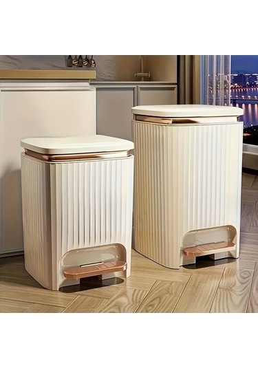 Fastbuy Challenger 2025 Yeni Model Beyaz Orta Boy Koku Kapalı Ayak Pedalli Çöp Kutusu Beyaz