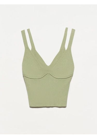 Dilvin Çift Askılı Triko Atlet  Haki