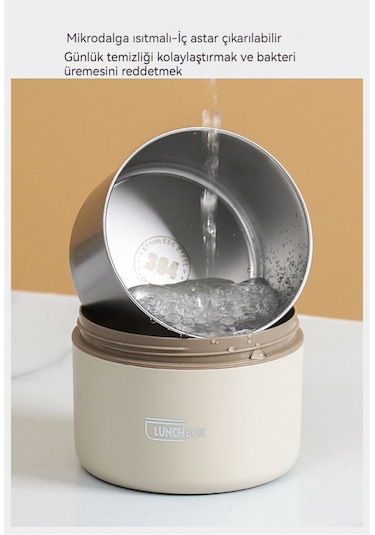 Paslanmaz Çelik Yalıtımlı Öğle Yemeği Kutusu-beyaz