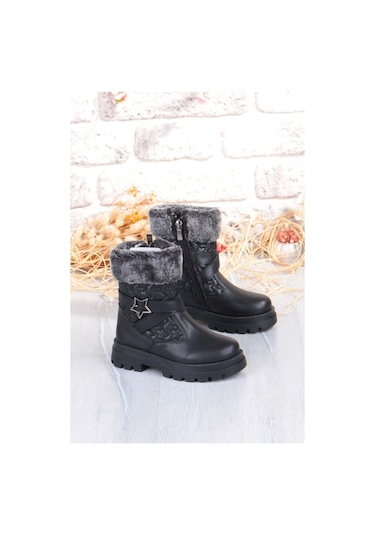 Fort Cool Evla Anatomik Sıcak Astar Kaymaz Taban Kız Çocuk Bot Siyah