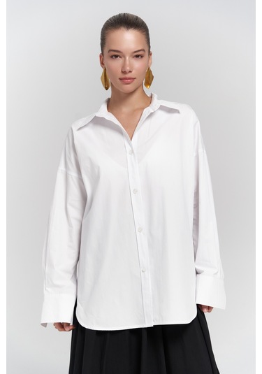 Phoebe Oversize Beyaz Gömlek Beyaz