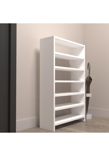 Kenzlife Ayakkabılık Mısri Mat Beyaz Suntalam 095 060 20 Onsekiz Çift Ayakkabı Kapasitesi Arkalıksız Beyaz