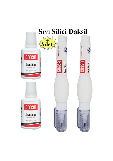 Sıvı Silici Daksil Ve Kalem Daksil 4 Adet Cassa Fırçalı Sıvı Düzeltici Daksil Yazı Düzeltici Okul Ofis Büro Fırça Uçlu