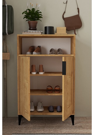 1203 Ada Ayakkabılık 4 Raflı 2 Kapaklı Çok Amaçlı Dolap Safir Safir