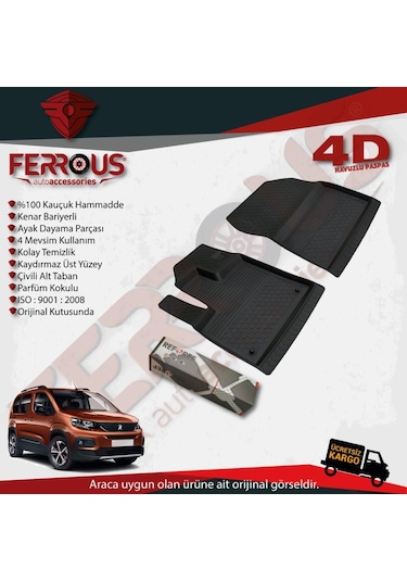 Ferrousauto Peugeot Rifter Ön Kabin Refref 4D Paspas 2019 ve Üstü Siyah