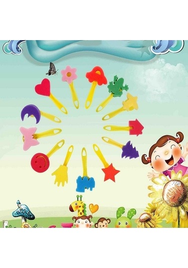 Willowhaven 31 İçerikli Çocuk Boyama Sünger Mühür Seti - Kırmızı - Sanbuyos