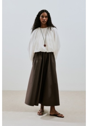 Balon Form Kısa Bluz Ekru Ekru