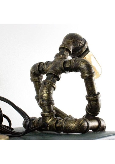 Robot Tasarım Retro Masa Lambası Rustik Endestriyel Tasarım Başucu Lambası Kitap Okuma Lambası