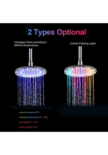Gajeena Renkli Led Yağmur Duş Başlığı - 6 İnç Su Tasarruflu Ve Sıcaklık Sensörlü Diğer