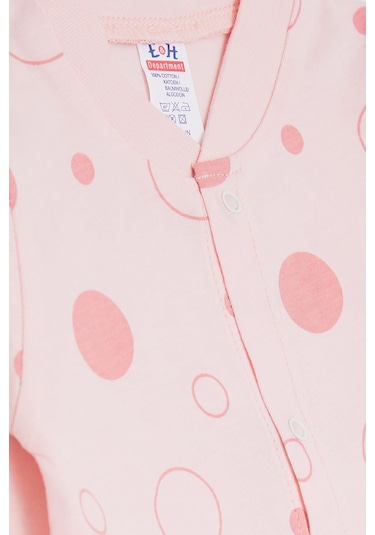 Breeze Kız Bebek Patikli Tulum Puan Desenli 0-3 Ay-6 Ay, Pudra-Pudra