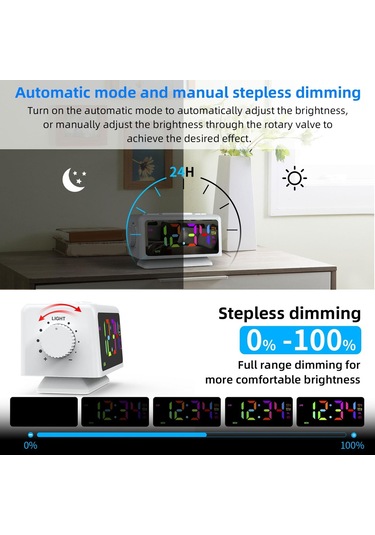 Suntek Radyo Led Çalar Saat 12/24h Ofis Ev Beyaz Için