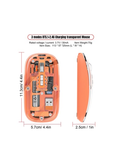 Yunboo Şarj Edilebilir Kablosuz 3 Modlu Bt5.1 Oyun Ve Ofis Faresi - 1600dpı Ayarlanabilir Sessiz Switch