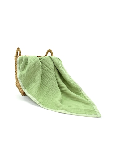 Ezh Pamuklu 4 Kat Müslin Bebek Battaniyesi 120 X 110 Cm Yeşil