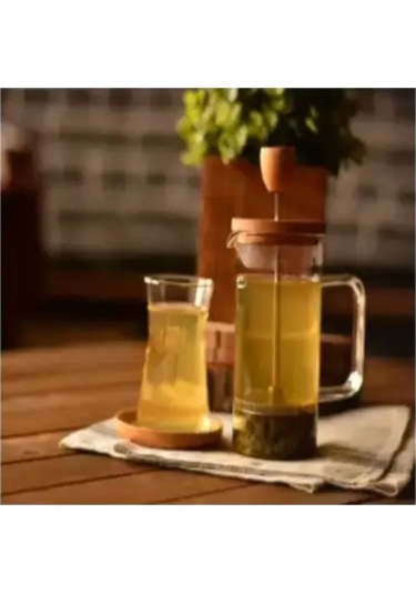 Sarı Bambu Kapaklı French Press Bardağı Sarı