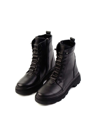 Siyah Hakiki Deri Kadın Bot & Bootie K02045002803 Siyah