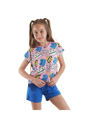 Denokids Mshb&g Tatlı Kurabiyeler Kız Çocuk T-shirt Şort Takım Çok Renkli