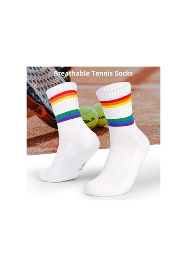Folinda Erkek Tenis Çorapları Ağ Desenli - 25-28 Beden, Pamuklu, Nem Emici, Spandex İçerikli Beyaz