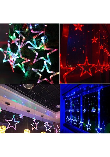 8 Modlu Renkli 10 Yıldız Stil Işık Noel Dekoratif Buz Saçağı Şerit Işık, Ab Tak Diğer