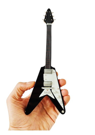 El Yapımı 1/4 Ölçek Minyatür Elektro Gitar Gibson Flying V Black