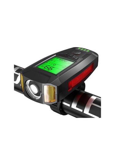 Exeo Led Bisiklet Ön Işığı Far 5 Modlu Alarm Korna Su Geçirmez Siyah