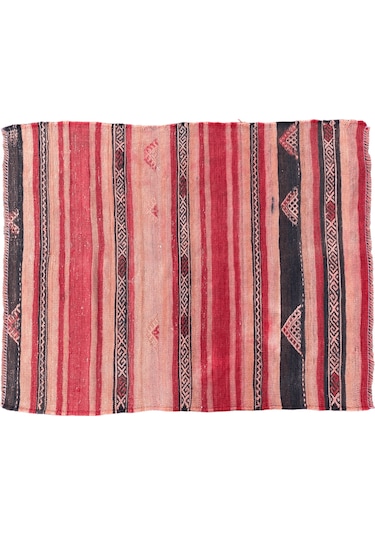 El Dokuma Kilim 85x105 Kırmızı İnce %100 Yün Kilim