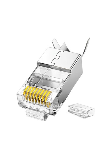 Veggieg Cat7 10 Gigabit Metal Rj45 Ethernet Konnektörü Altın Kaplama Korumalı 25 Adet